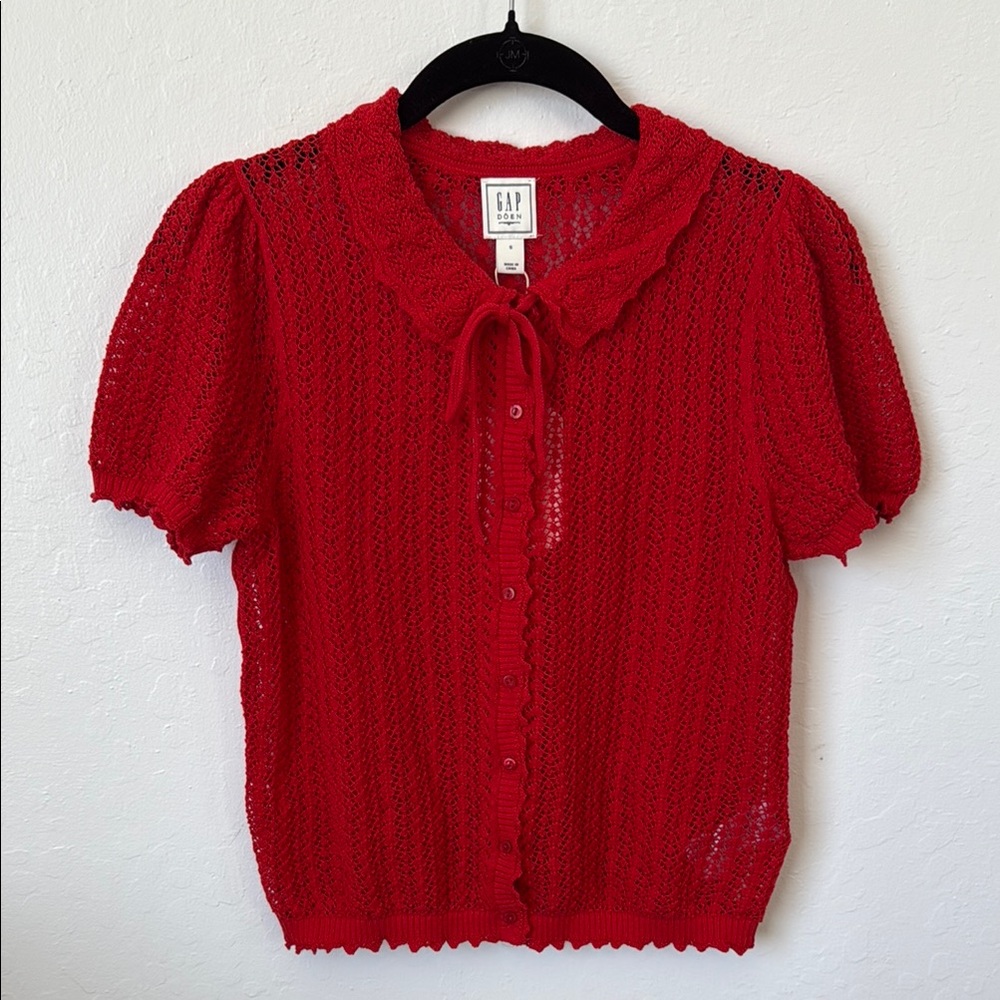 NWT Gap x Doen linen blend cardigan in red. Size small